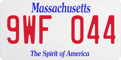 MA license plate 9WF044