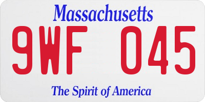 MA license plate 9WF045