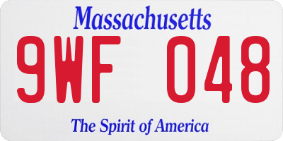 MA license plate 9WF048