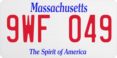 MA license plate 9WF049