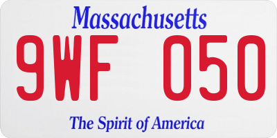 MA license plate 9WF050