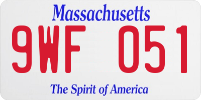 MA license plate 9WF051