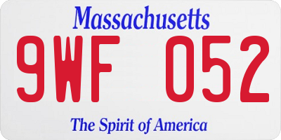 MA license plate 9WF052