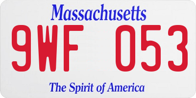 MA license plate 9WF053