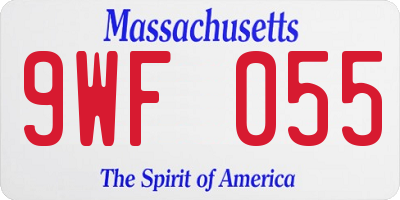 MA license plate 9WF055
