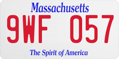 MA license plate 9WF057