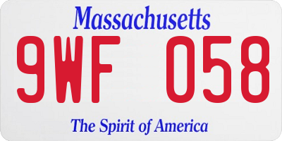 MA license plate 9WF058