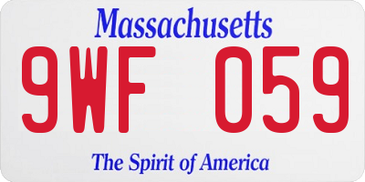 MA license plate 9WF059