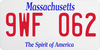 MA license plate 9WF062