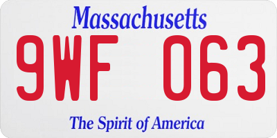 MA license plate 9WF063
