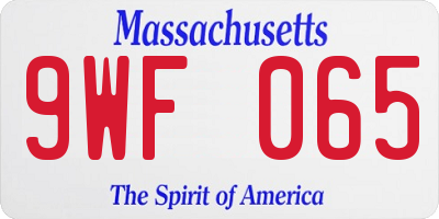 MA license plate 9WF065