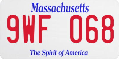 MA license plate 9WF068