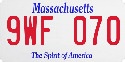 MA license plate 9WF070