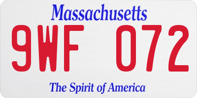 MA license plate 9WF072