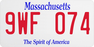 MA license plate 9WF074