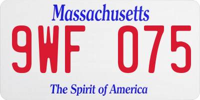 MA license plate 9WF075