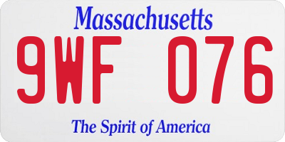 MA license plate 9WF076