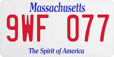 MA license plate 9WF077