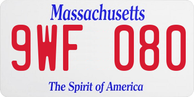 MA license plate 9WF080