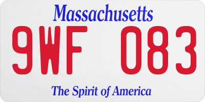 MA license plate 9WF083
