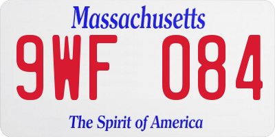 MA license plate 9WF084
