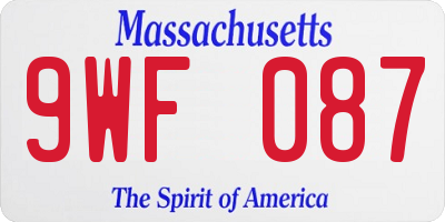 MA license plate 9WF087