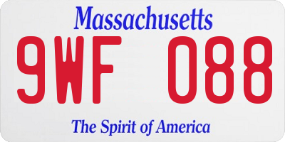 MA license plate 9WF088
