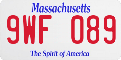 MA license plate 9WF089