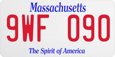 MA license plate 9WF090