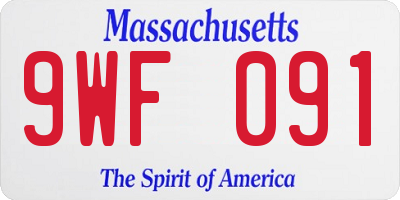 MA license plate 9WF091