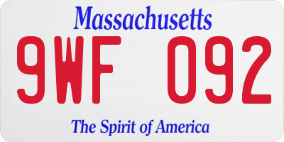 MA license plate 9WF092