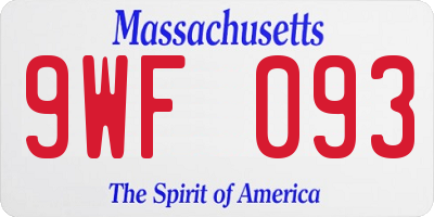 MA license plate 9WF093