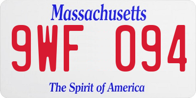 MA license plate 9WF094