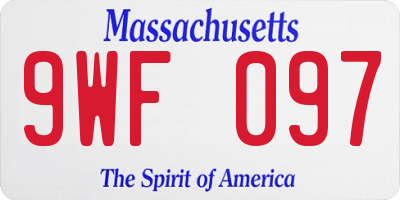 MA license plate 9WF097