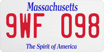 MA license plate 9WF098