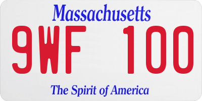 MA license plate 9WF100