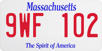 MA license plate 9WF102
