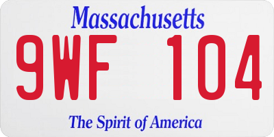 MA license plate 9WF104