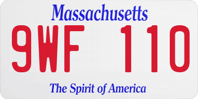 MA license plate 9WF110