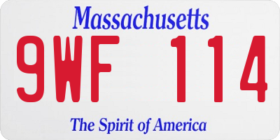 MA license plate 9WF114
