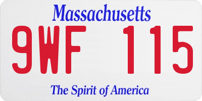 MA license plate 9WF115