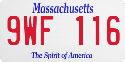 MA license plate 9WF116