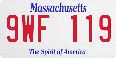 MA license plate 9WF119