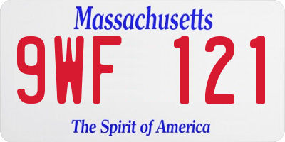 MA license plate 9WF121
