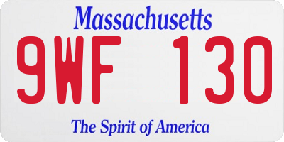 MA license plate 9WF130