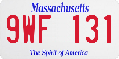 MA license plate 9WF131