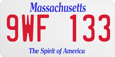 MA license plate 9WF133