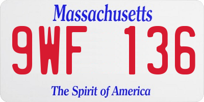 MA license plate 9WF136