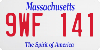 MA license plate 9WF141