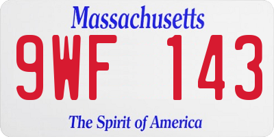 MA license plate 9WF143
